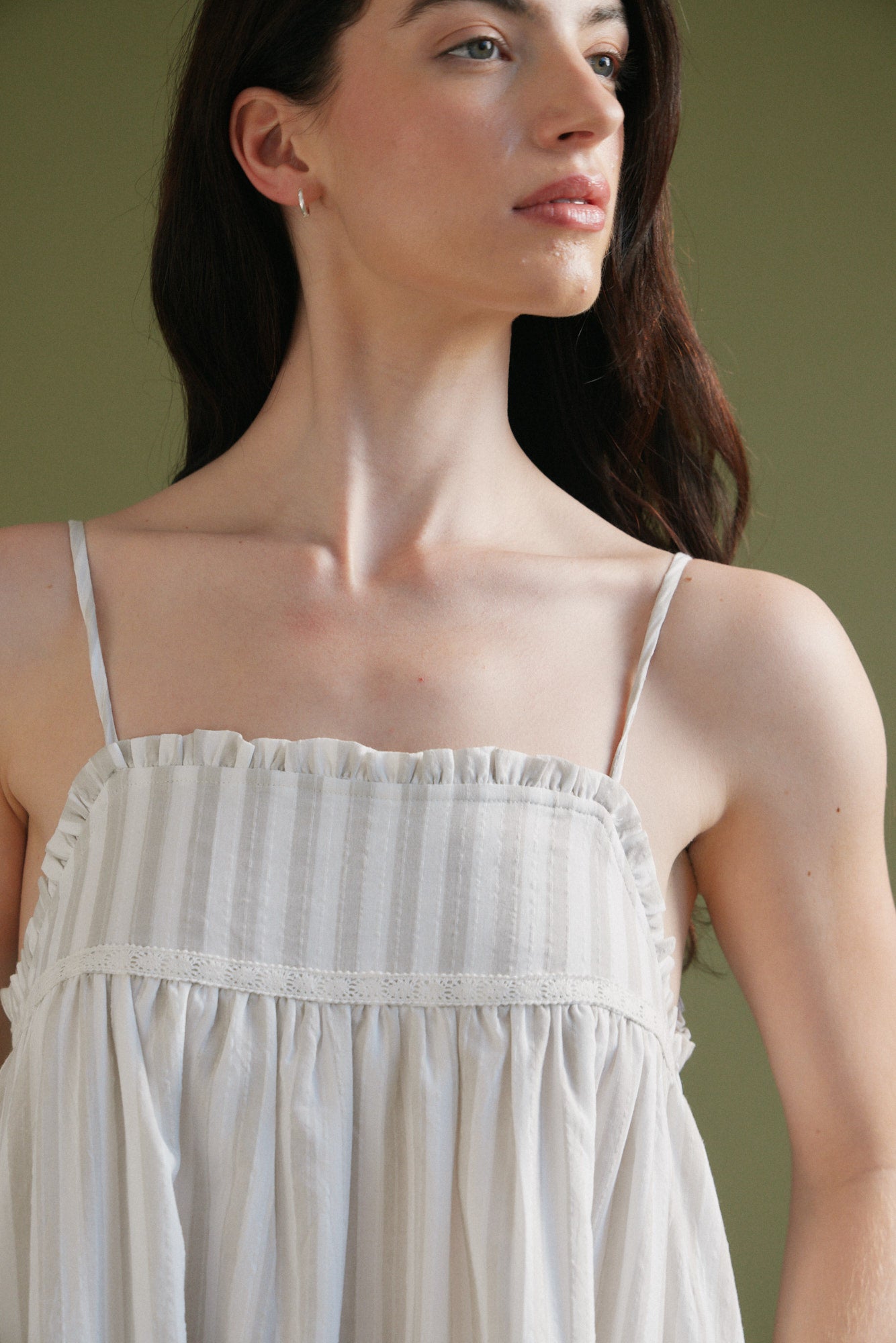Embroidered Detail Top Stripe Print Dress – Grade and Gather Store