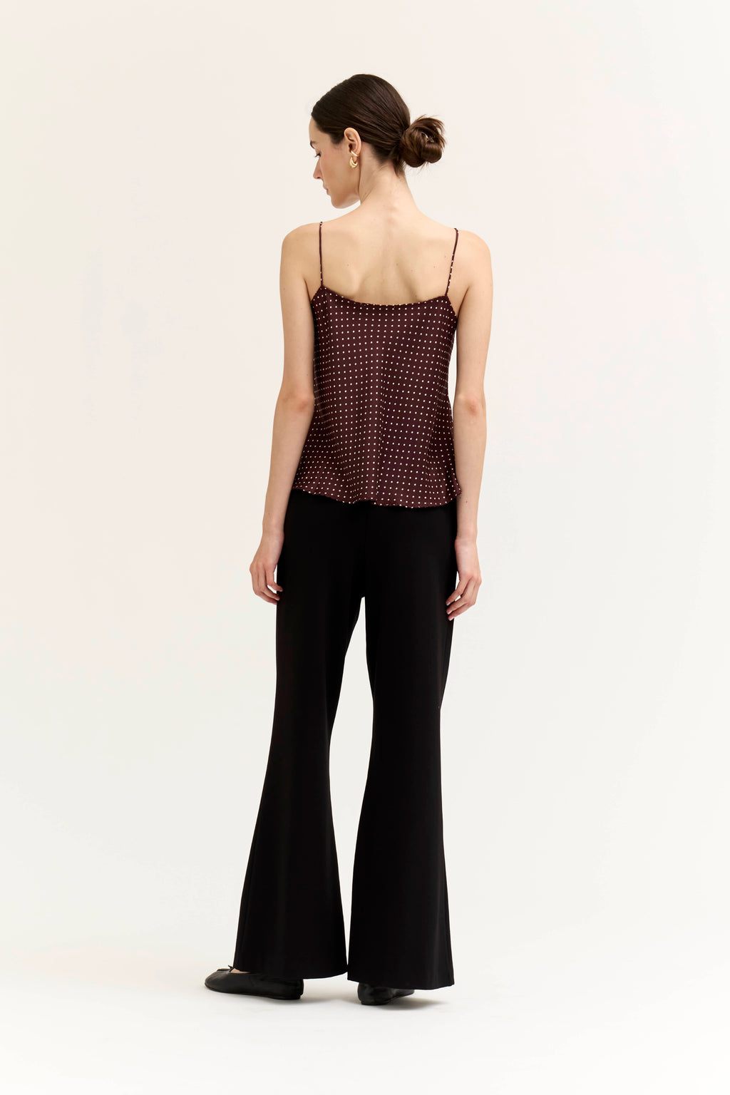 Polka Dot Dainty Ridge Tank in Choco Ivory