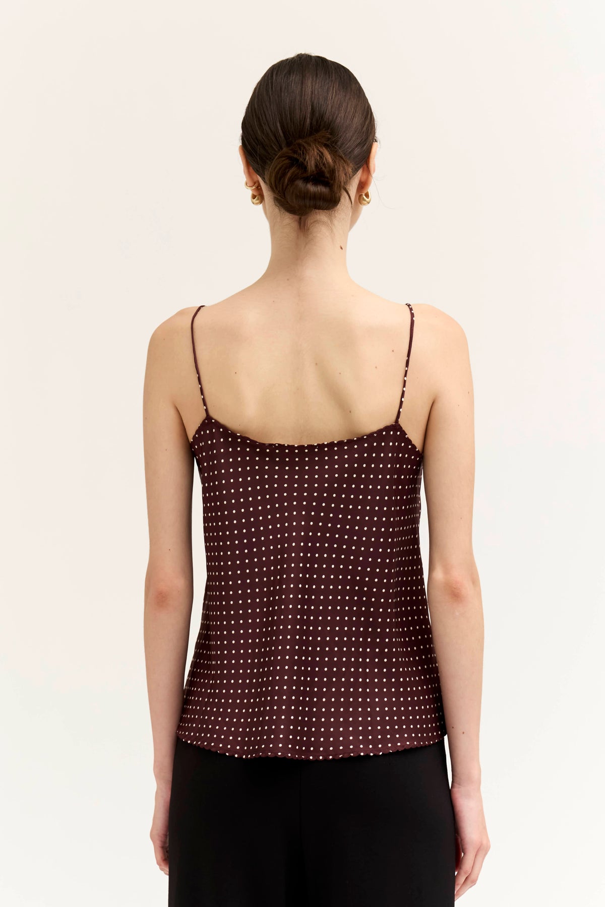 Polka Dot Dainty Ridge Tank in Choco Ivory