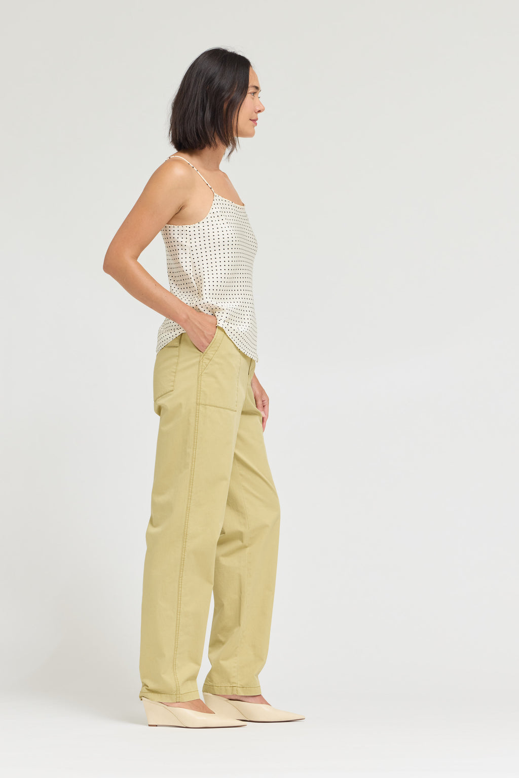 Polka Dot Dainty Ridge Tank in Ivory Black