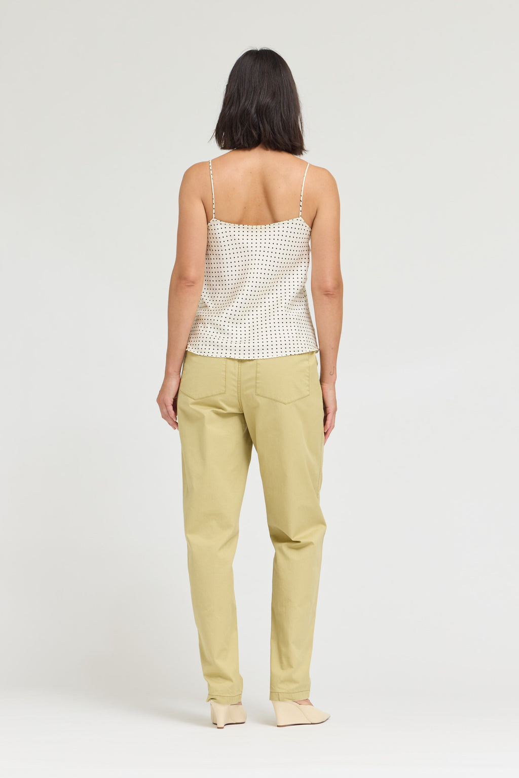 Polka Dot Dainty Ridge Tank in Ivory Black