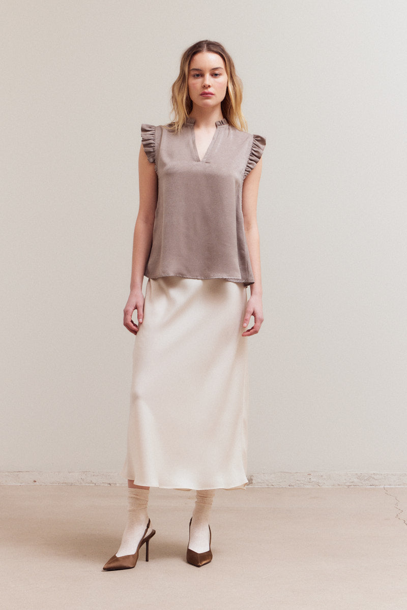 Satin Ruffle Top