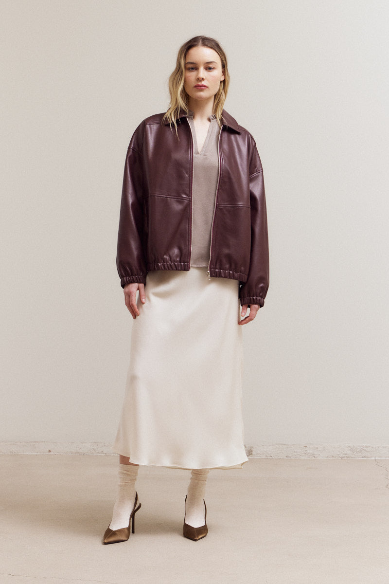 Vegan Leather Bomber Jacket