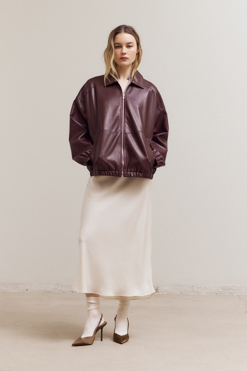 Vegan Leather Bomber Jacket