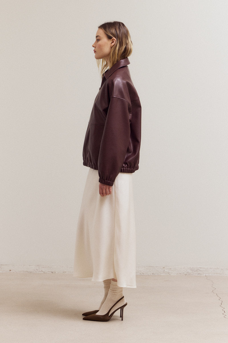 Vegan Leather Bomber Jacket