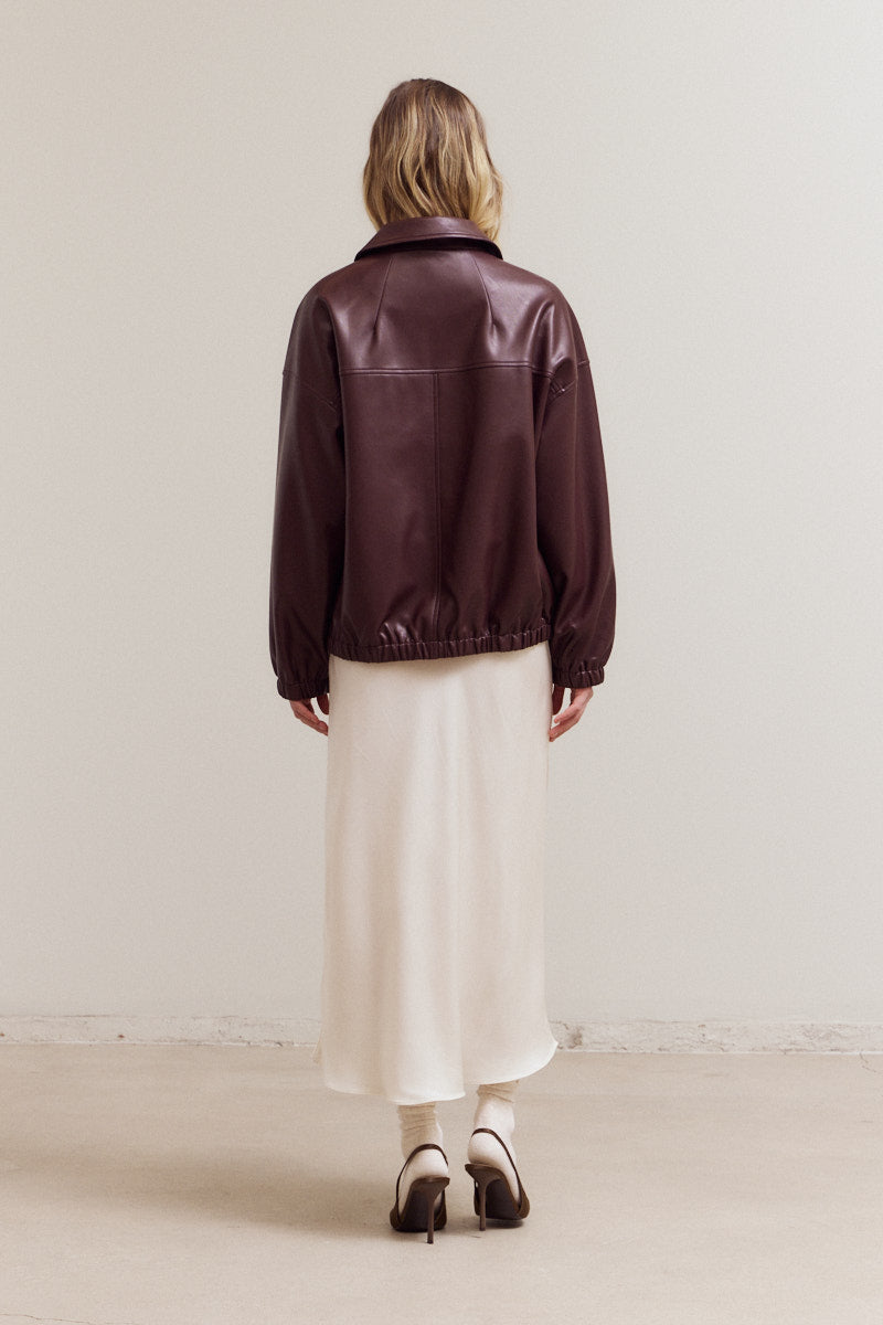 Vegan Leather Bomber Jacket