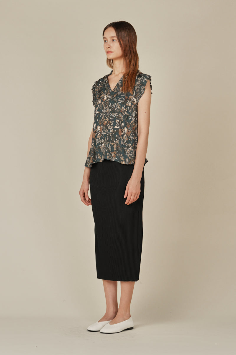 Ruffle Sleeve Printed Blouse