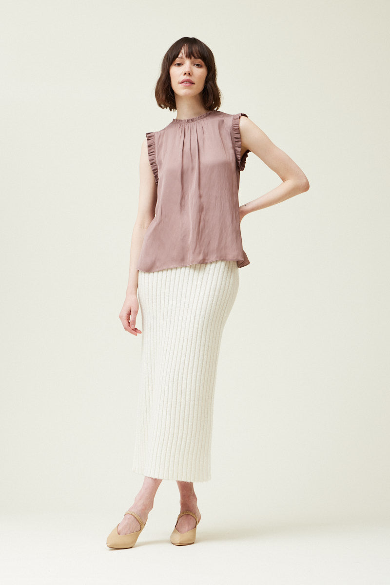 Bubble Ruffle Satin Tank