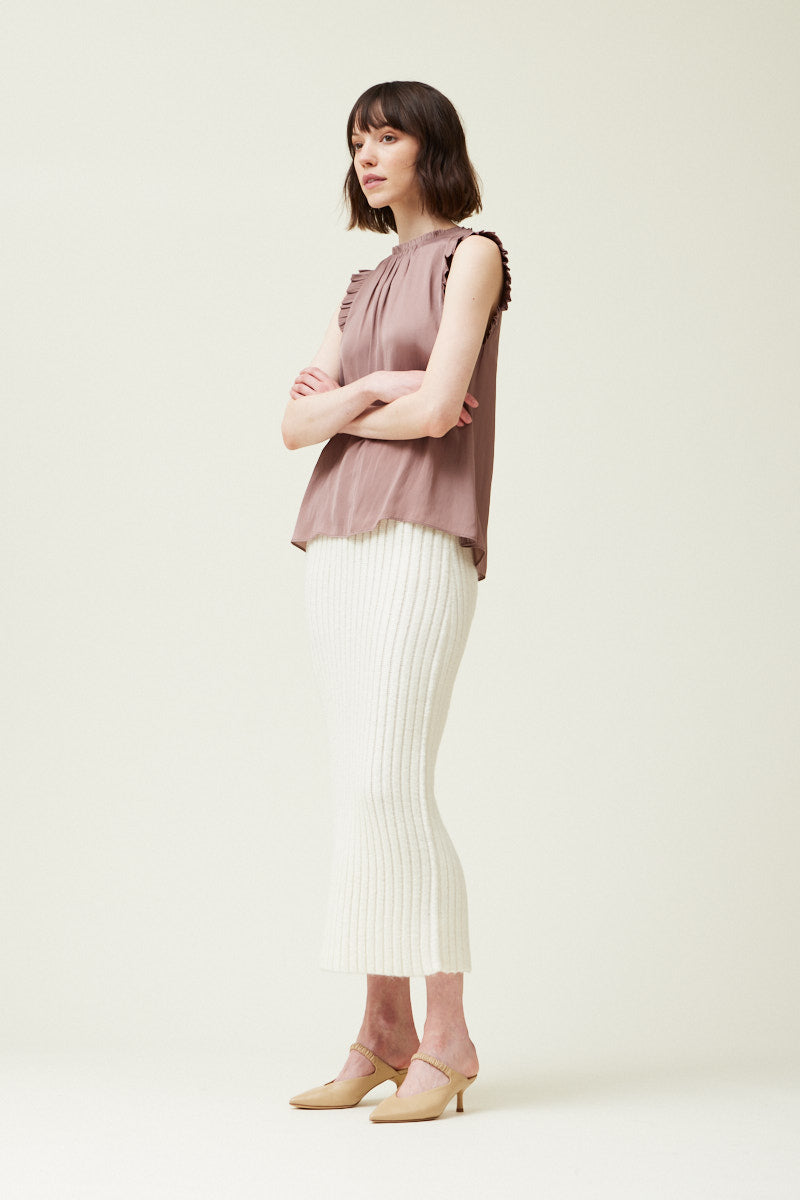 Bubble Ruffle Satin Tank