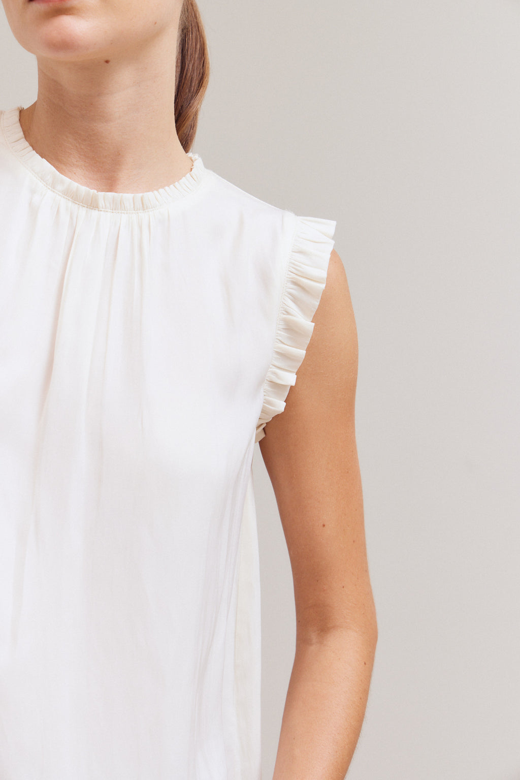 Bubble Ruffle Satin Tank