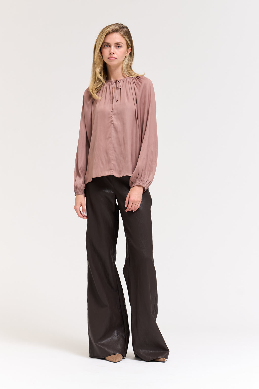Solid Satin Blouse in Dusty Lilac