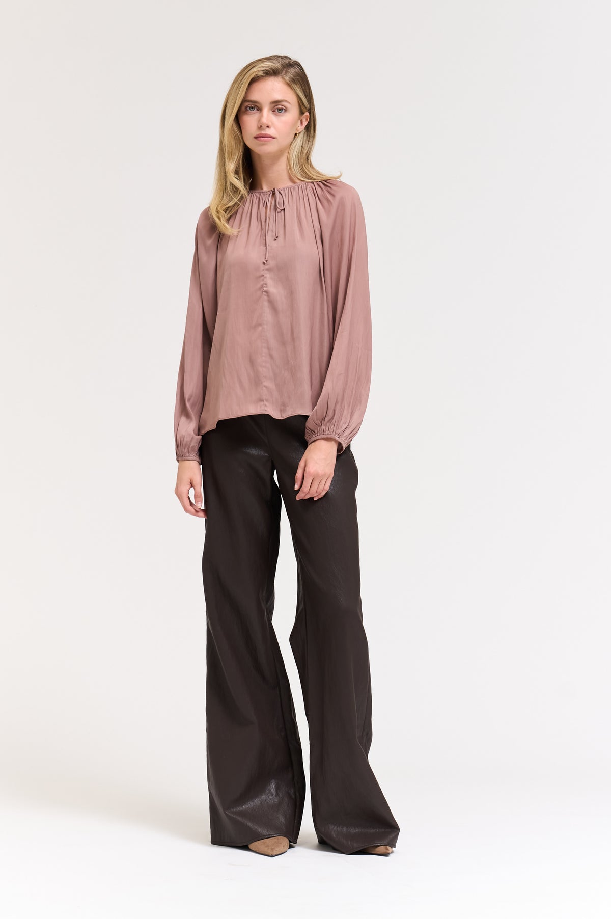 Solid Satin Blouse in Dusty Lilac