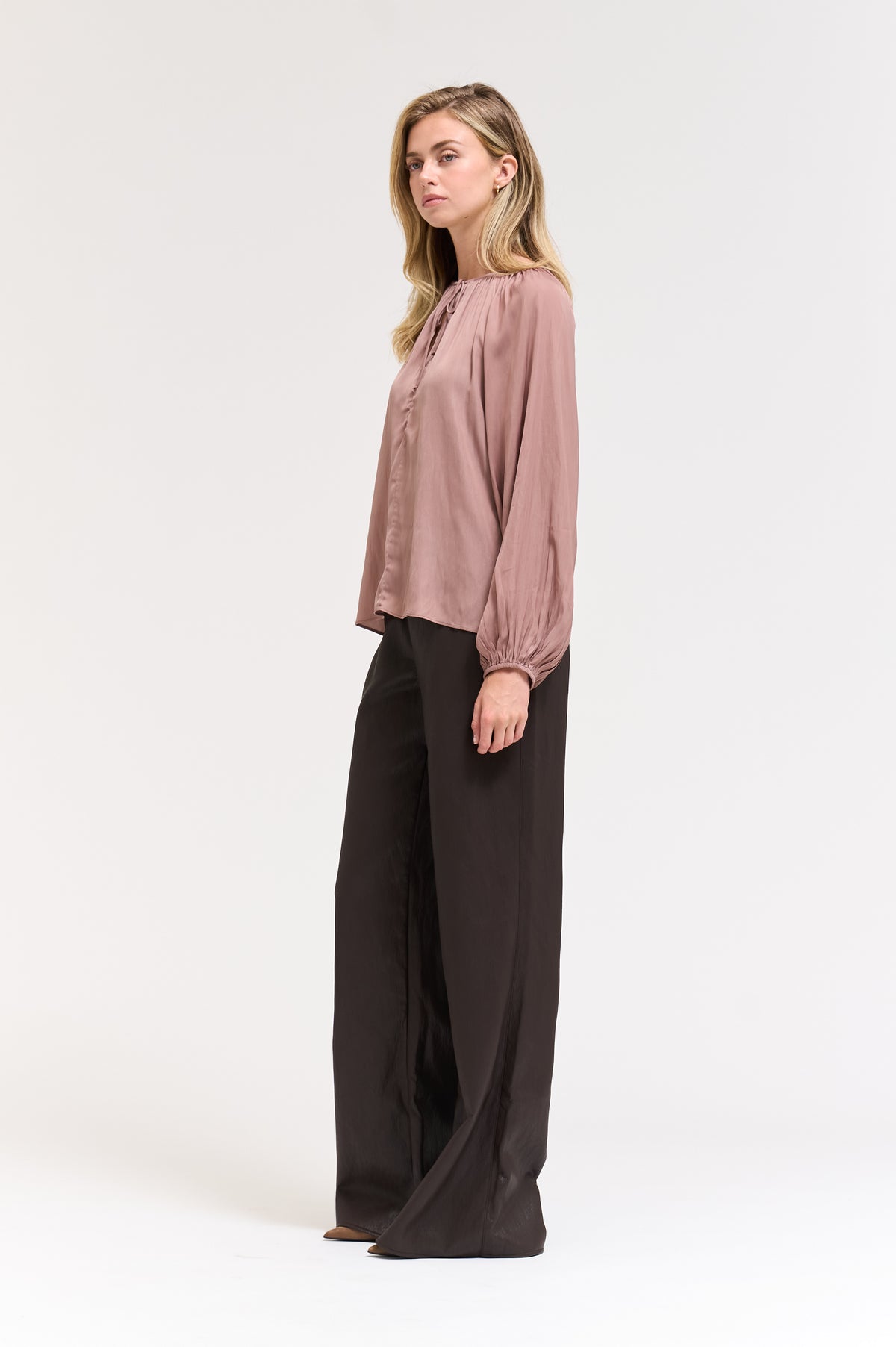 Solid Satin Blouse in Dusty Lilac