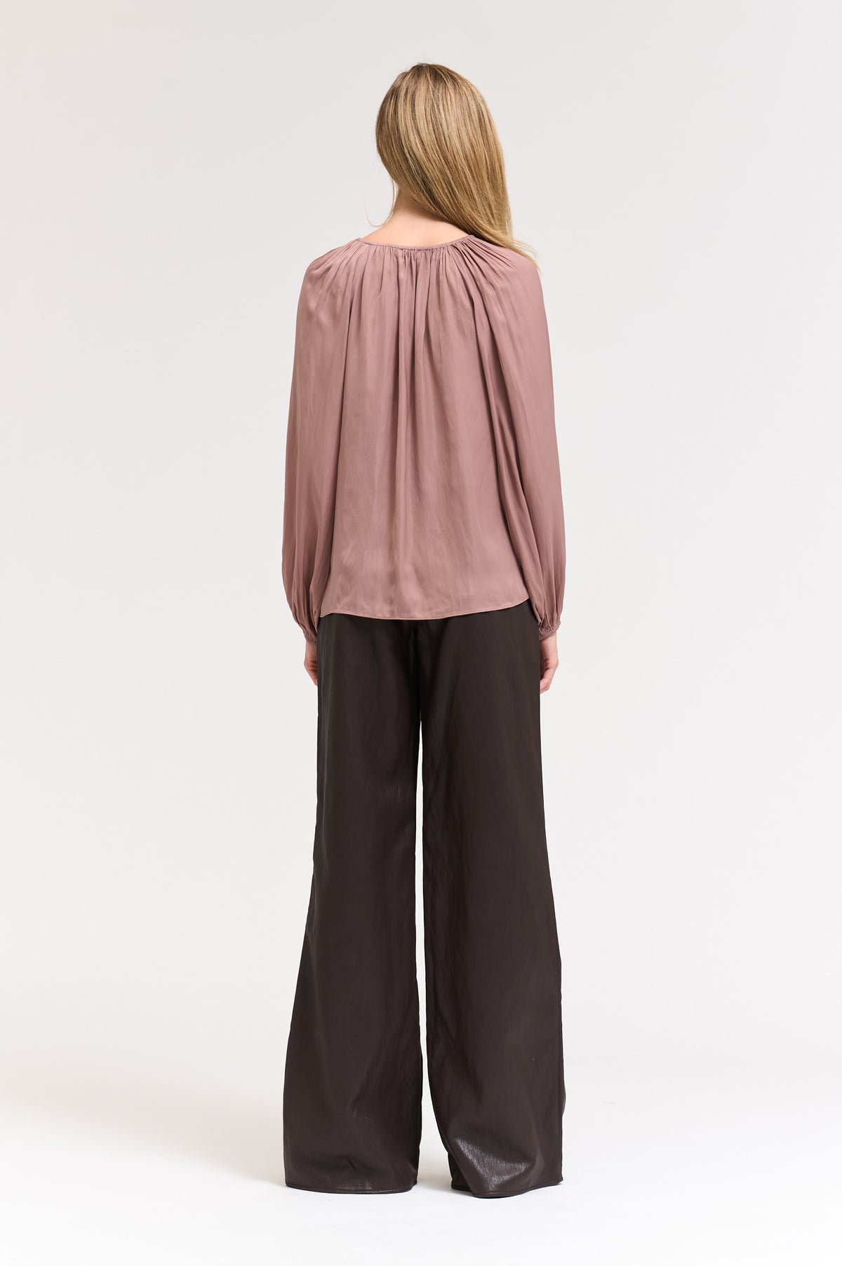 Solid Satin Blouse in Dusty Lilac
