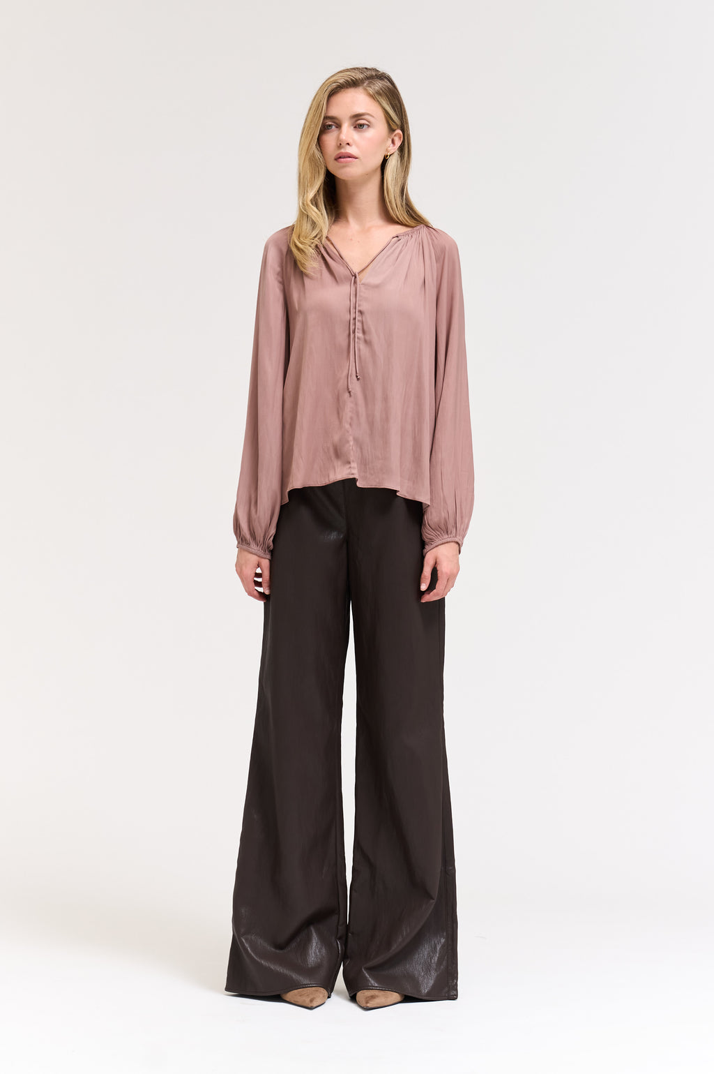 Solid Satin Blouse in Dusty Lilac