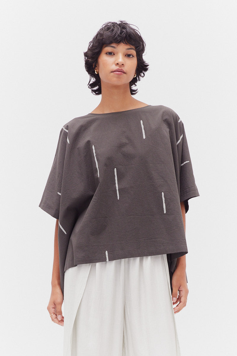 Cotton Print Boxy Blouse