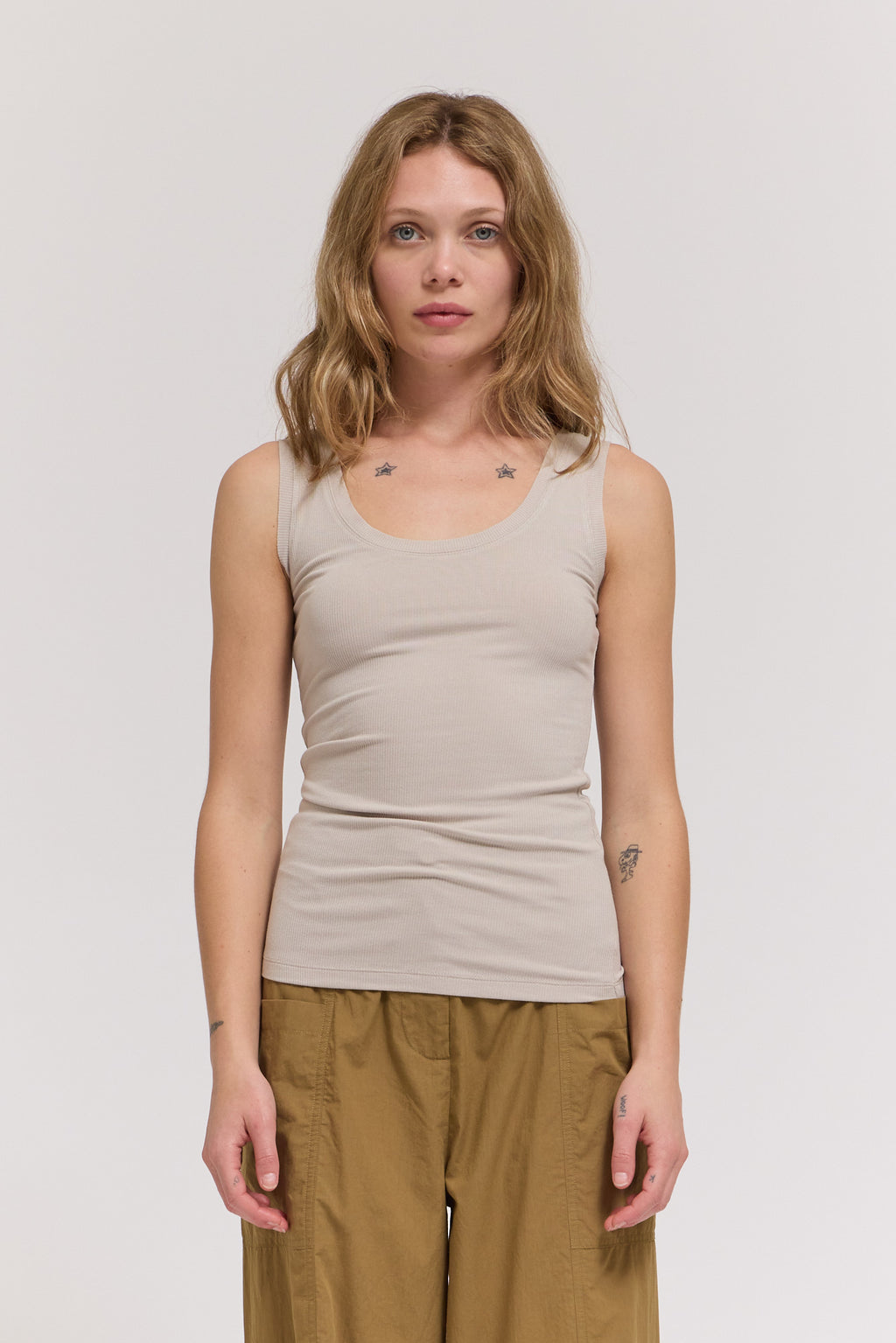 Rib Tank in Grey Mist