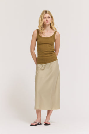 Satin Mermaid Fit Skirt in Sage Brush