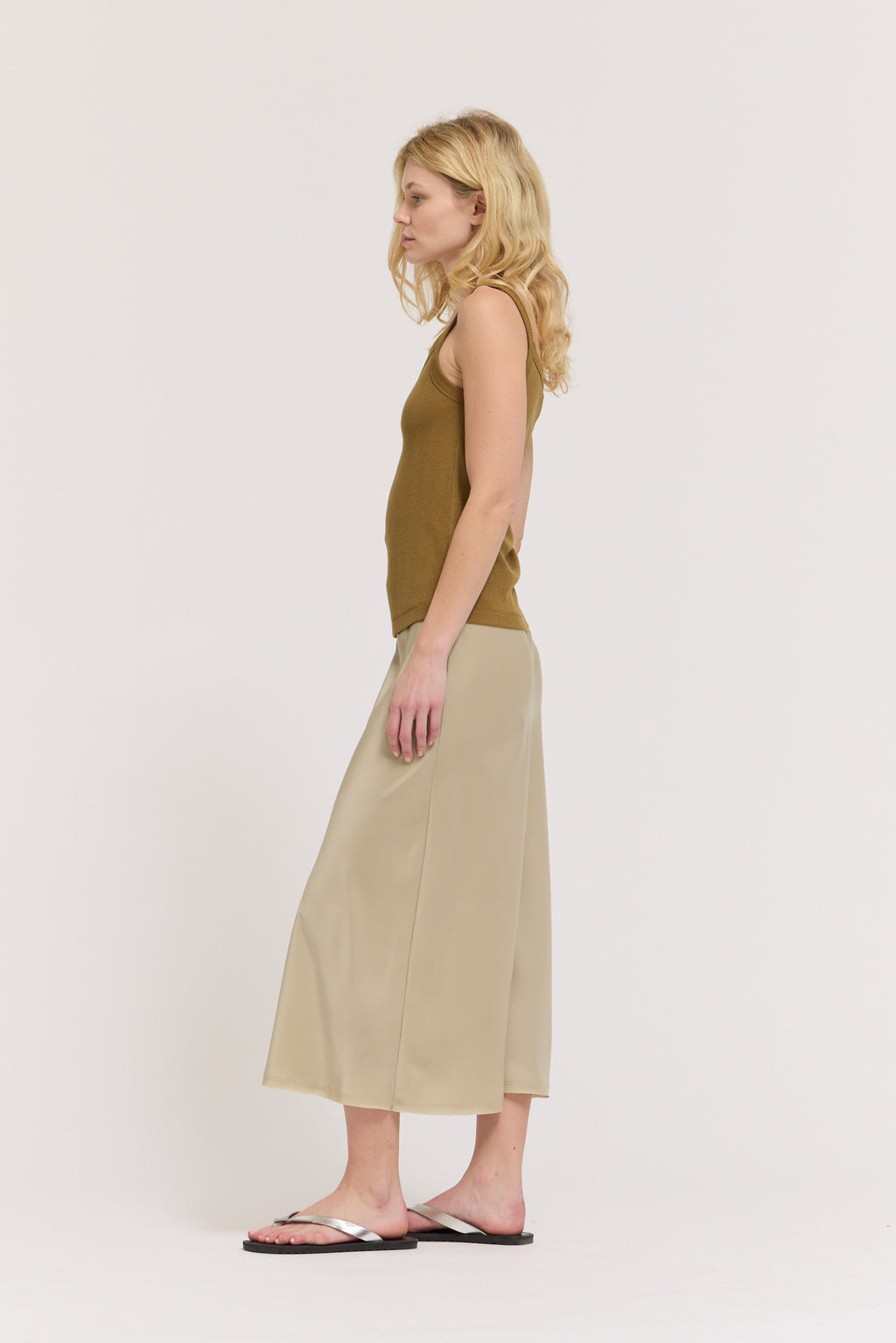 Satin Mermaid Fit Skirt in Sage Brush