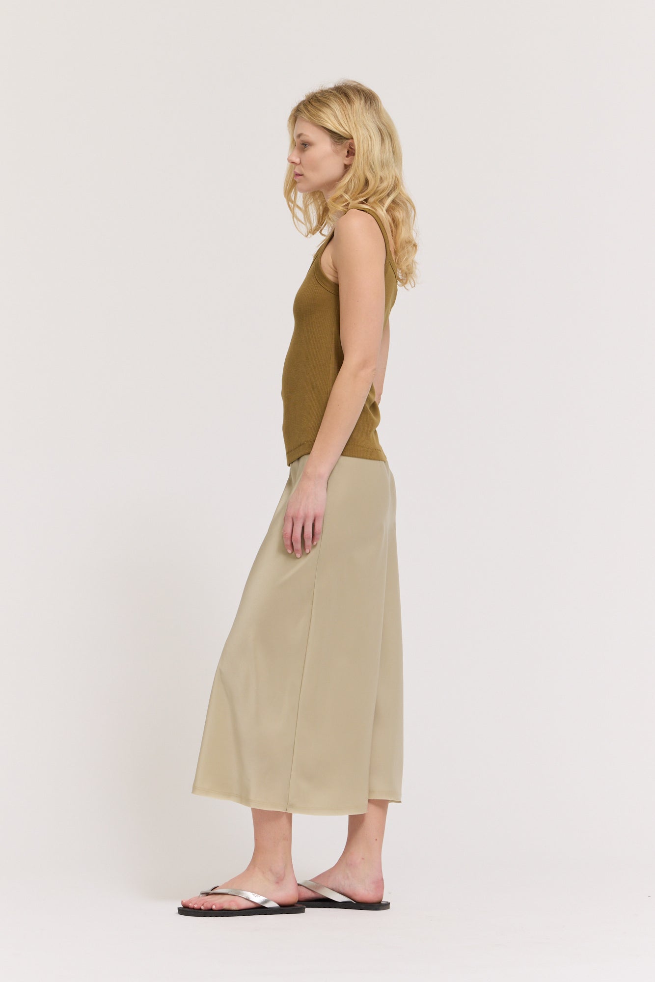 Satin Mermaid Fit Skirt in Sage Brush
