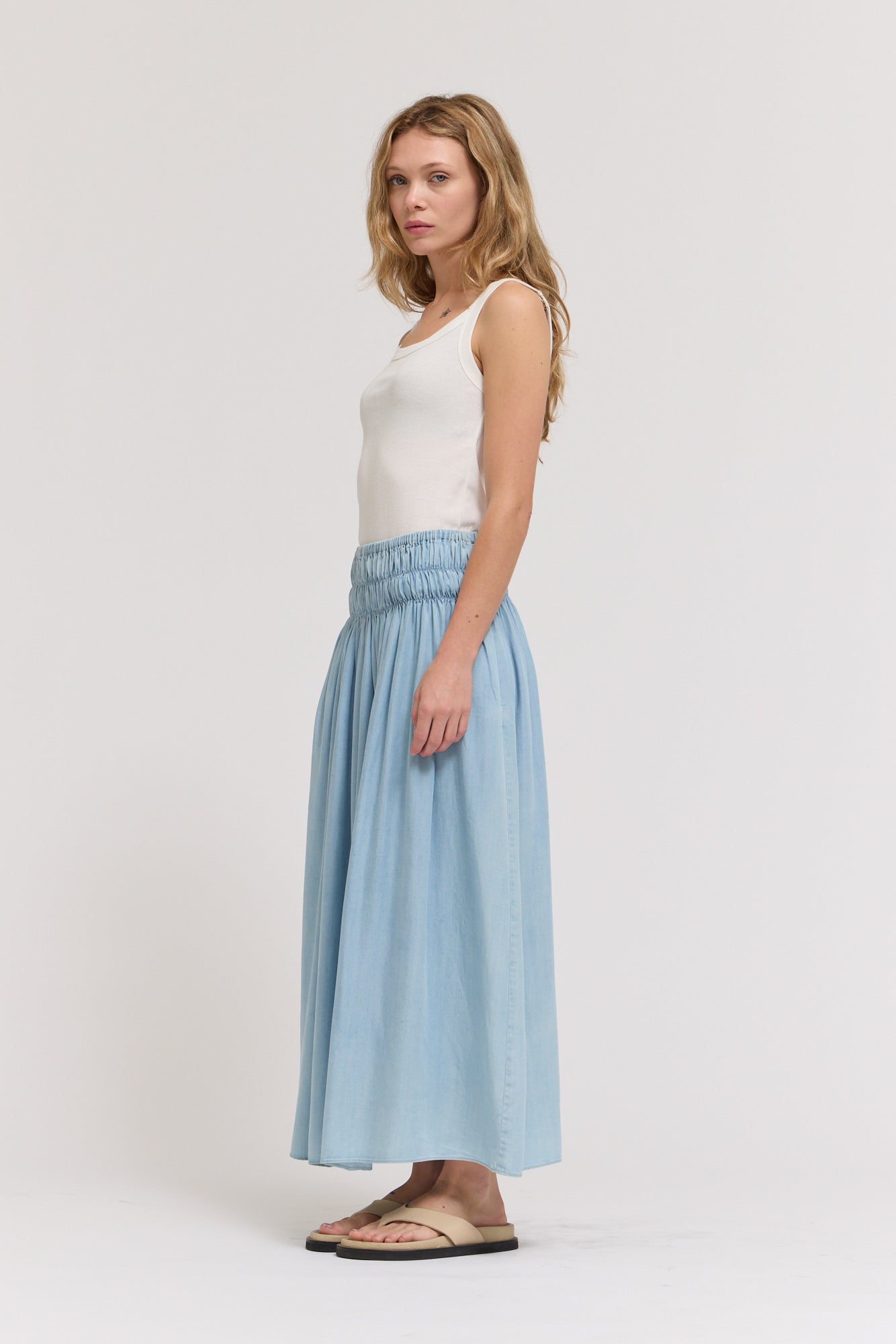 Chambray Midi Skirt