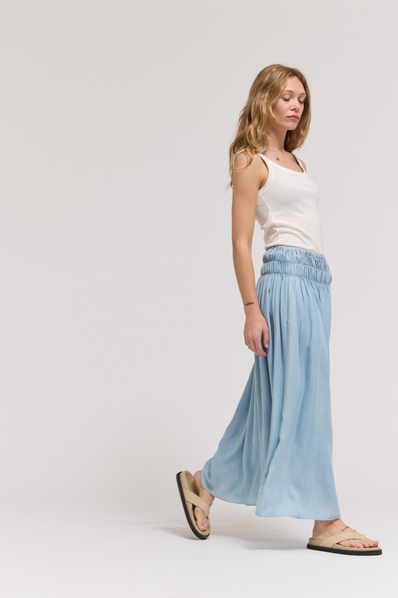 Chambray Midi Skirt