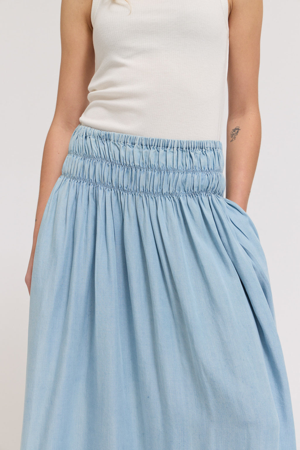 Chambray Midi Skirt