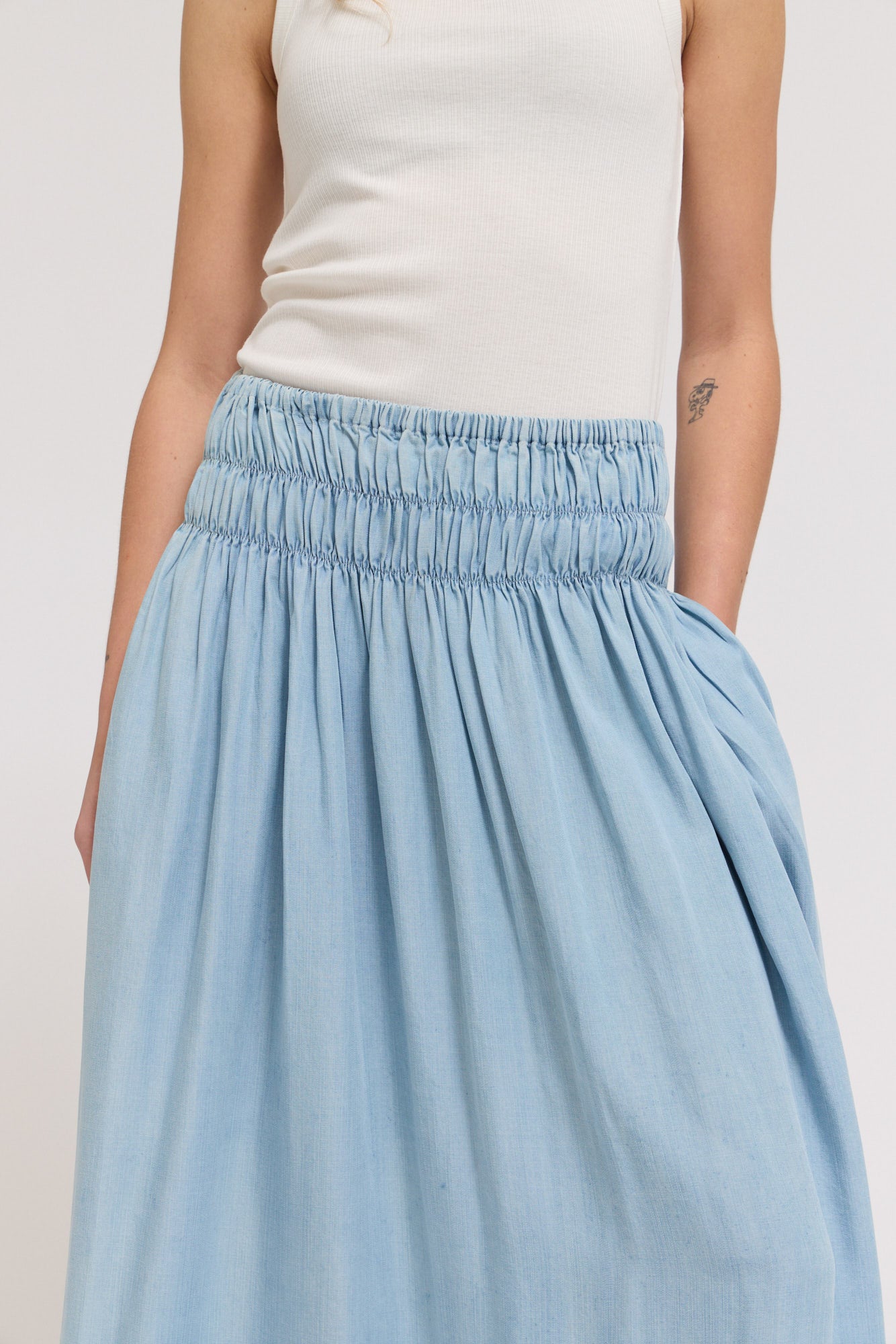 Chambray Midi Skirt
