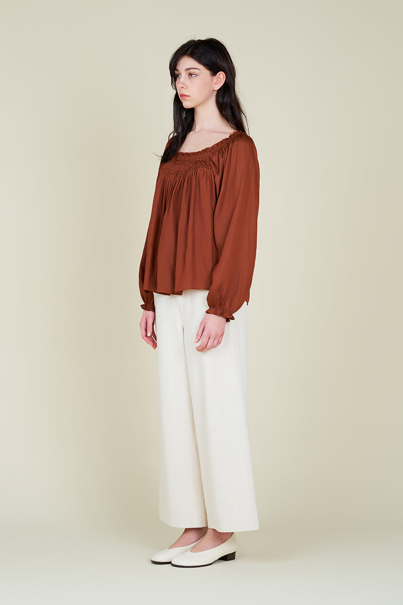 Hand Smocking Detail Satin Top