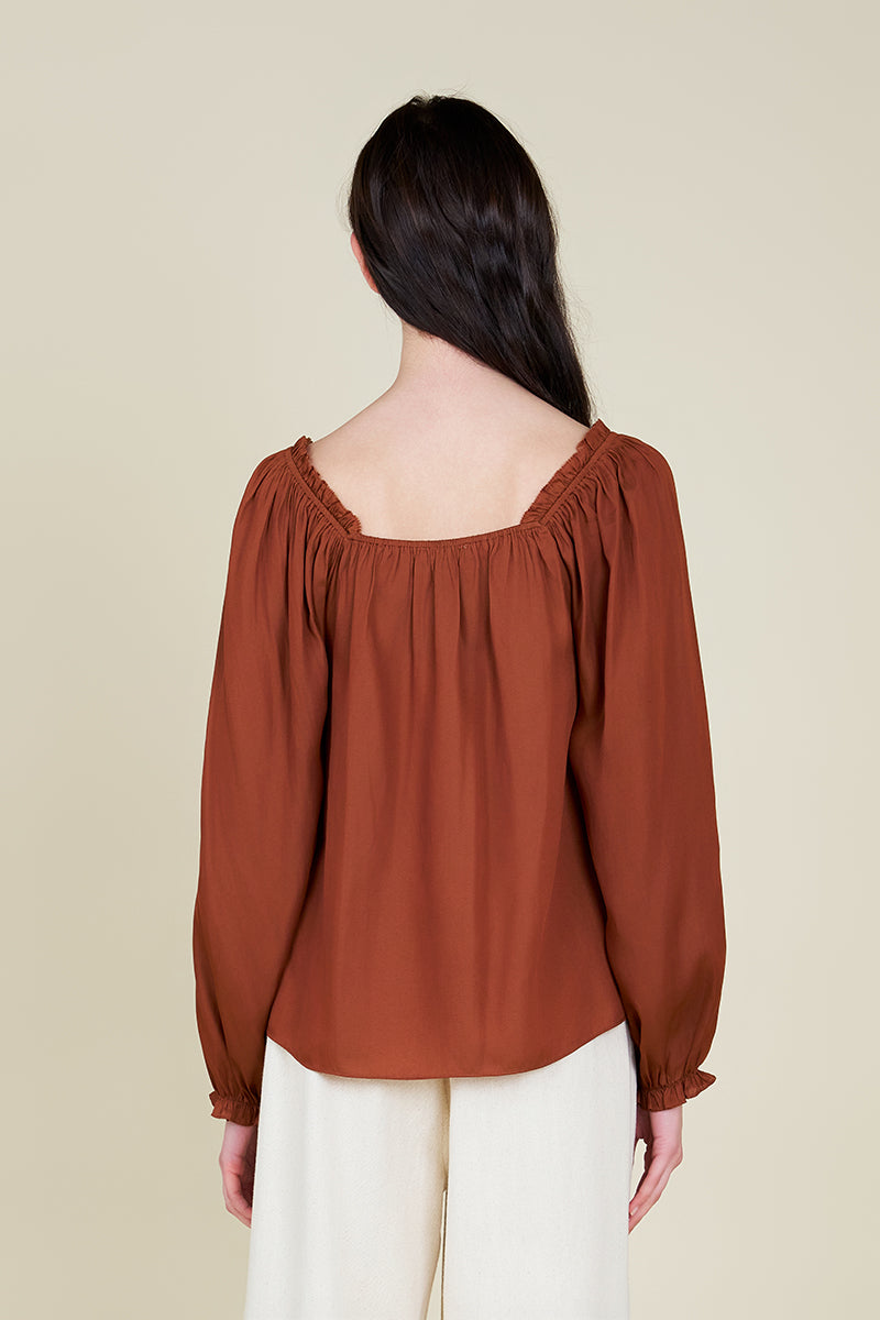 Hand Smocking Detail Satin Top