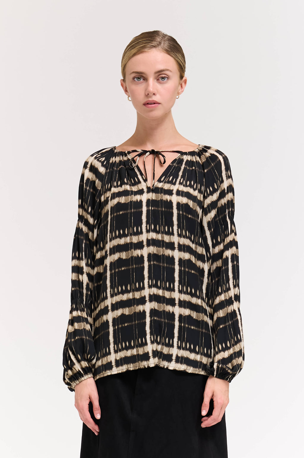 Sleeve Detail Printed Blouse