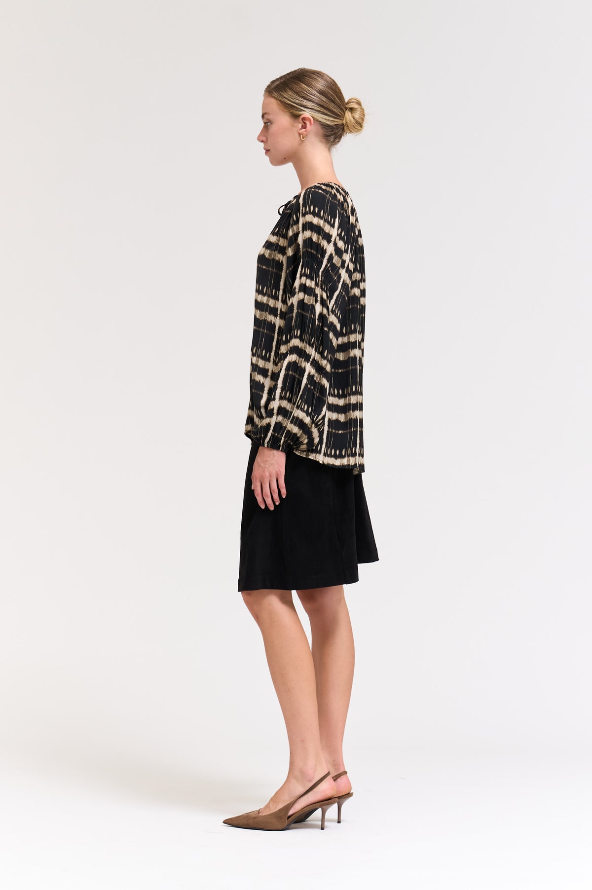 Sleeve Detail Printed Blouse