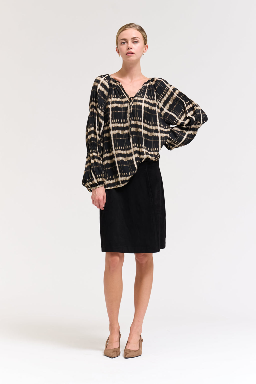 Sleeve Detail Printed Blouse