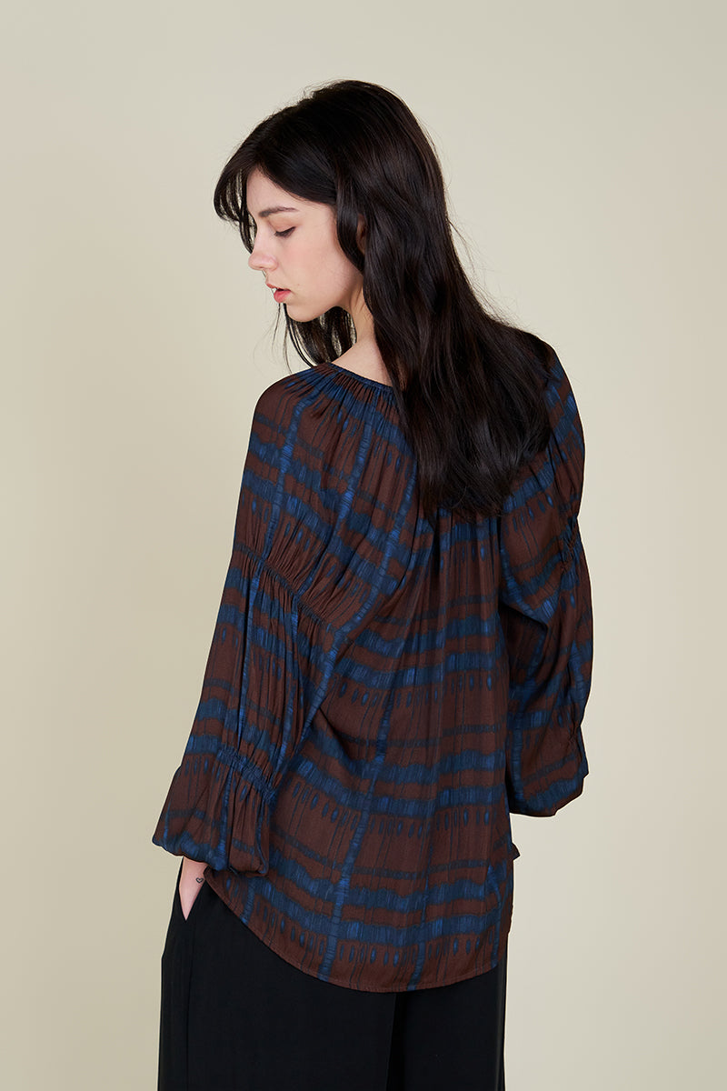 Sleeve Detail Printed Blouse