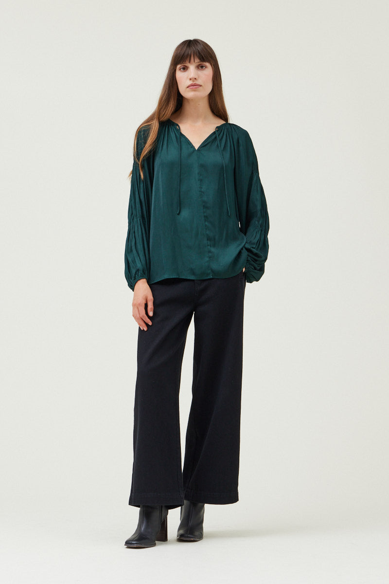 Sleeve Detail Satin Blouse