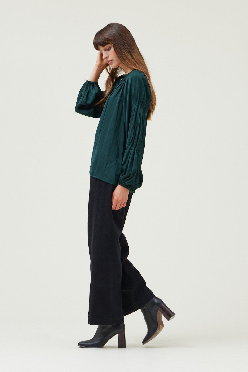 Sleeve Detail Satin Blouse