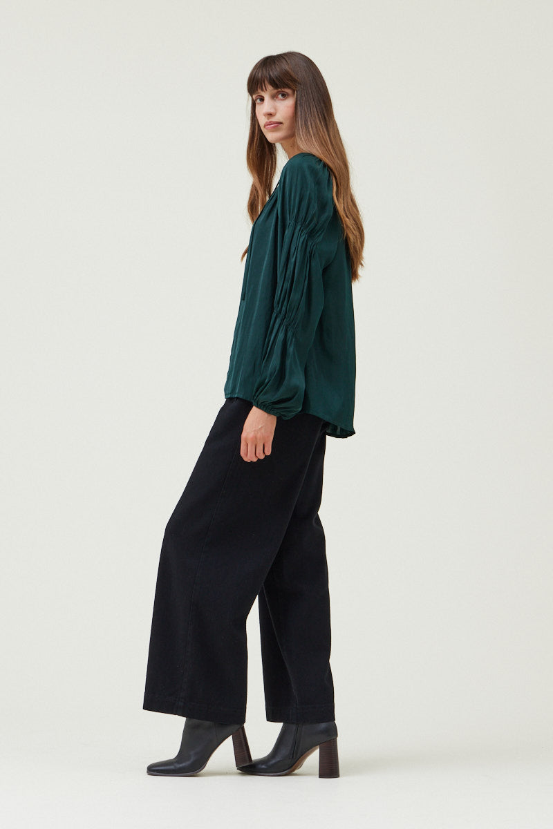 Sleeve Detail Satin Blouse