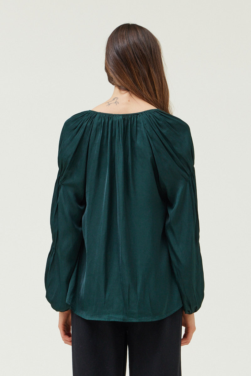 Sleeve Detail Satin Blouse