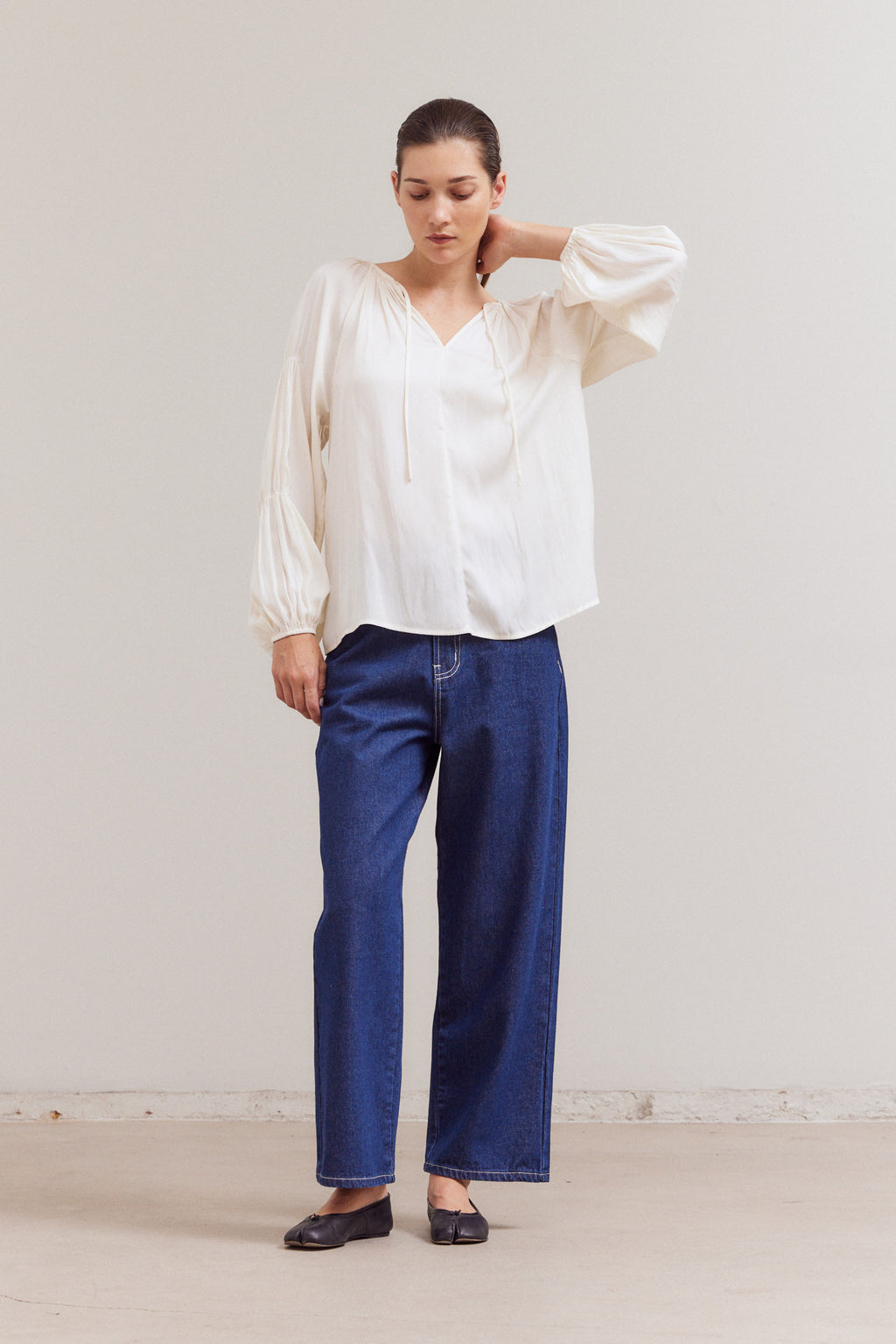 Sleeve Detail Satin Blouse