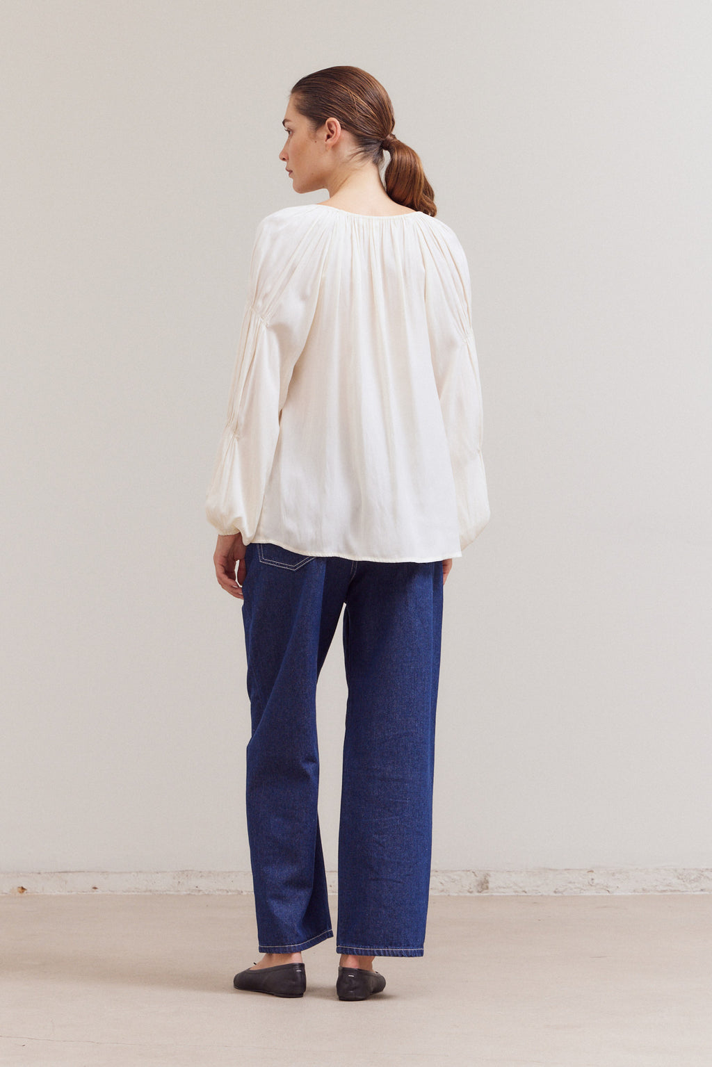 Sleeve Detail Satin Blouse