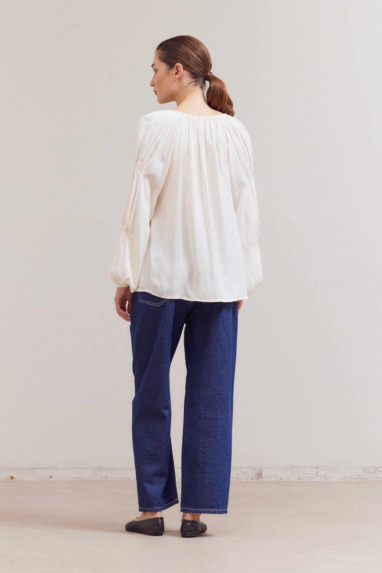 Sleeve Detail Satin Blouse