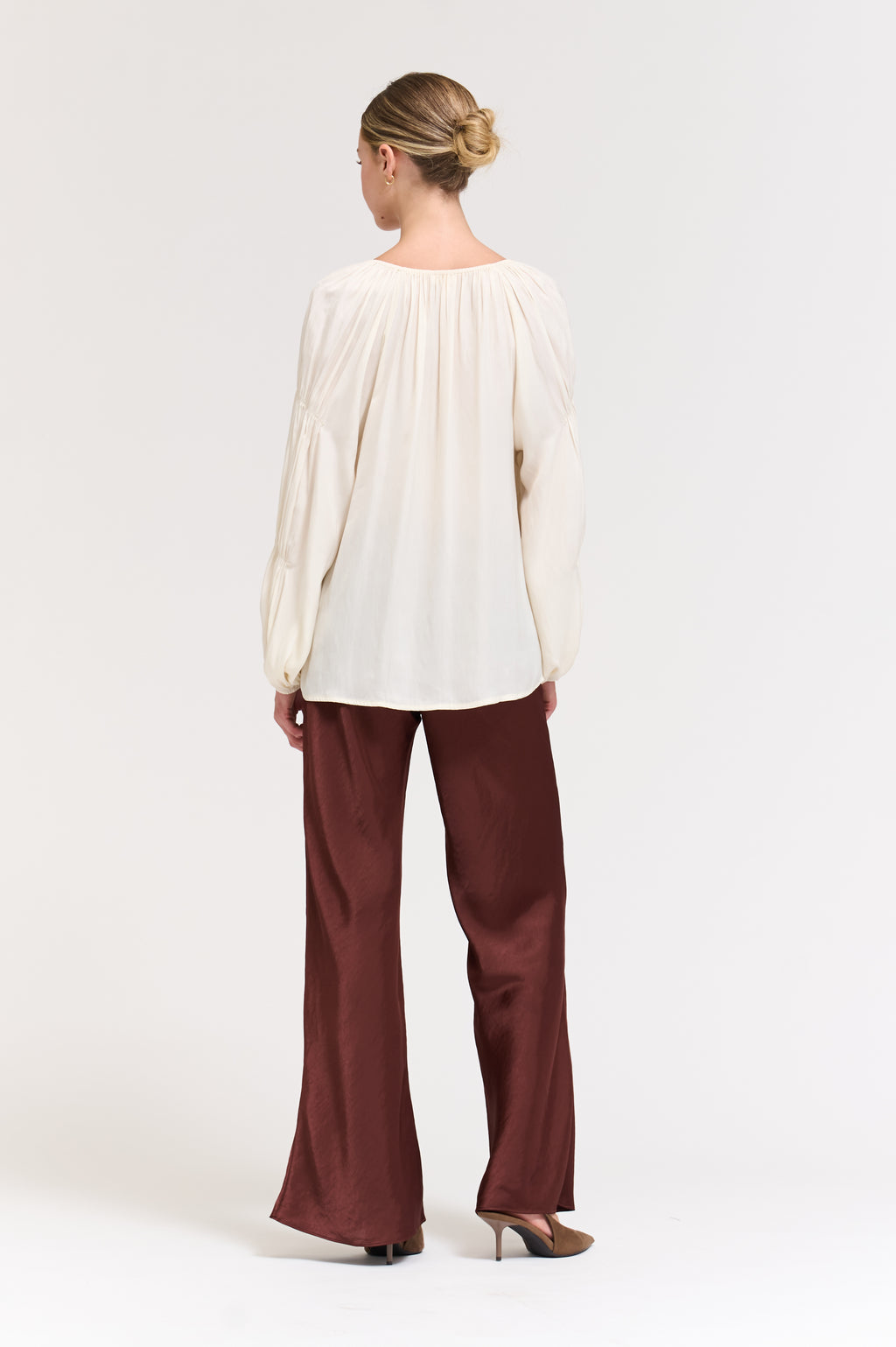 Sleeve Detail Satin Blouse