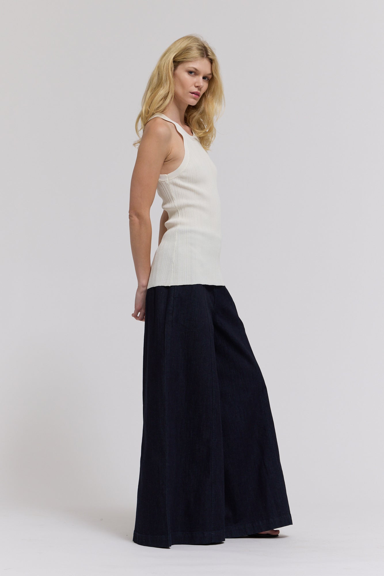 Denim Panel Maxi Pants