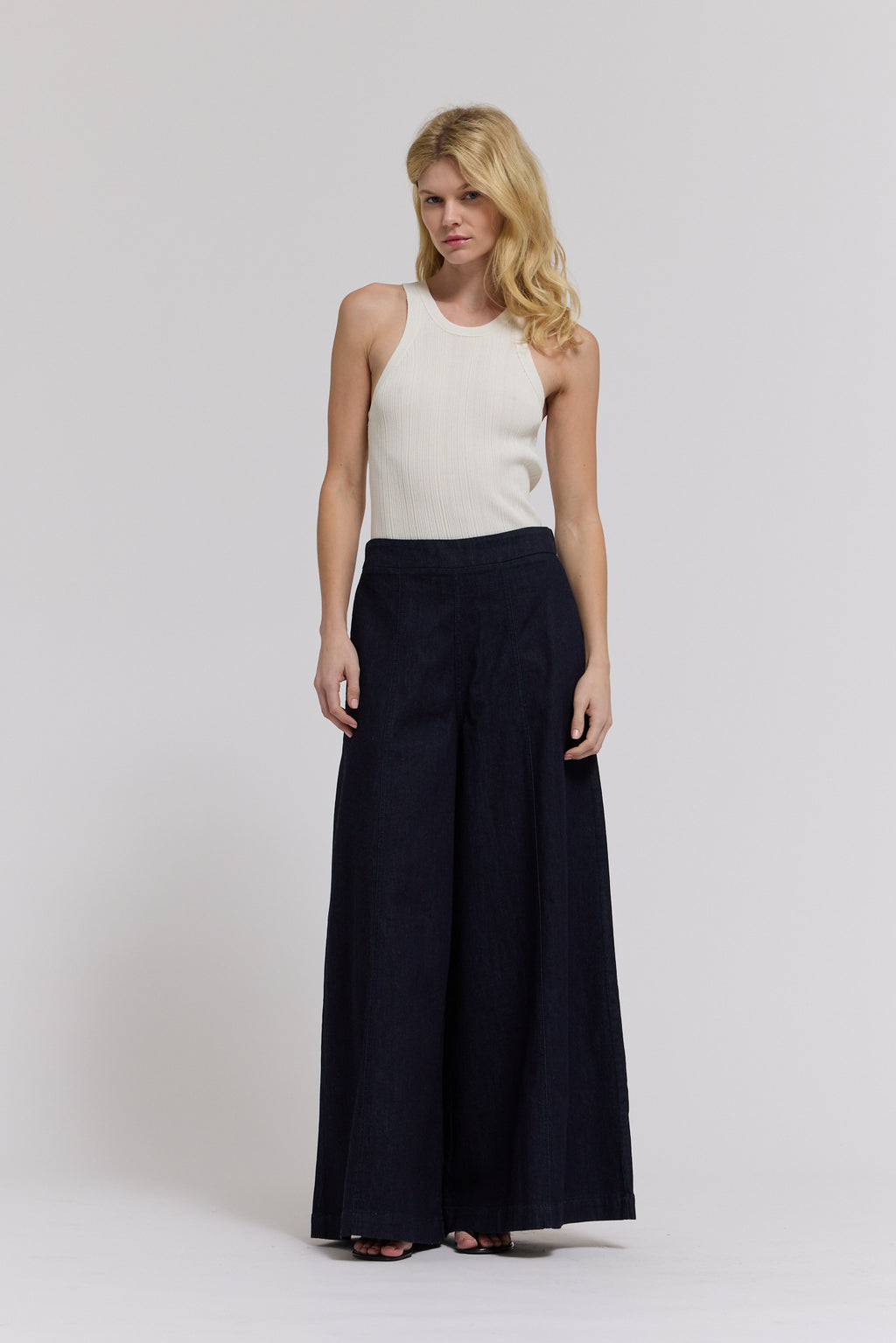 Denim Panel Maxi Pants