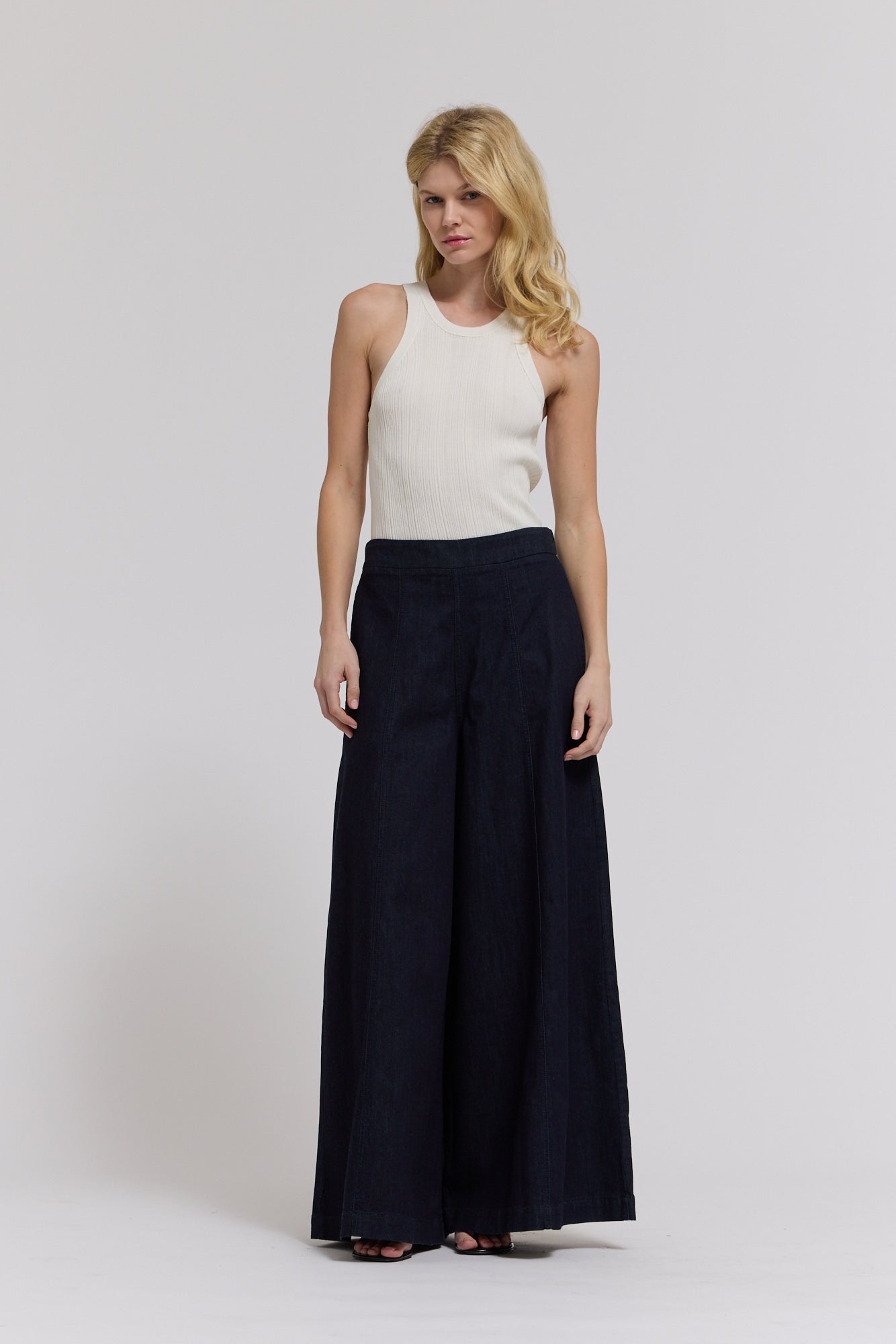 Denim Panel Maxi Pants