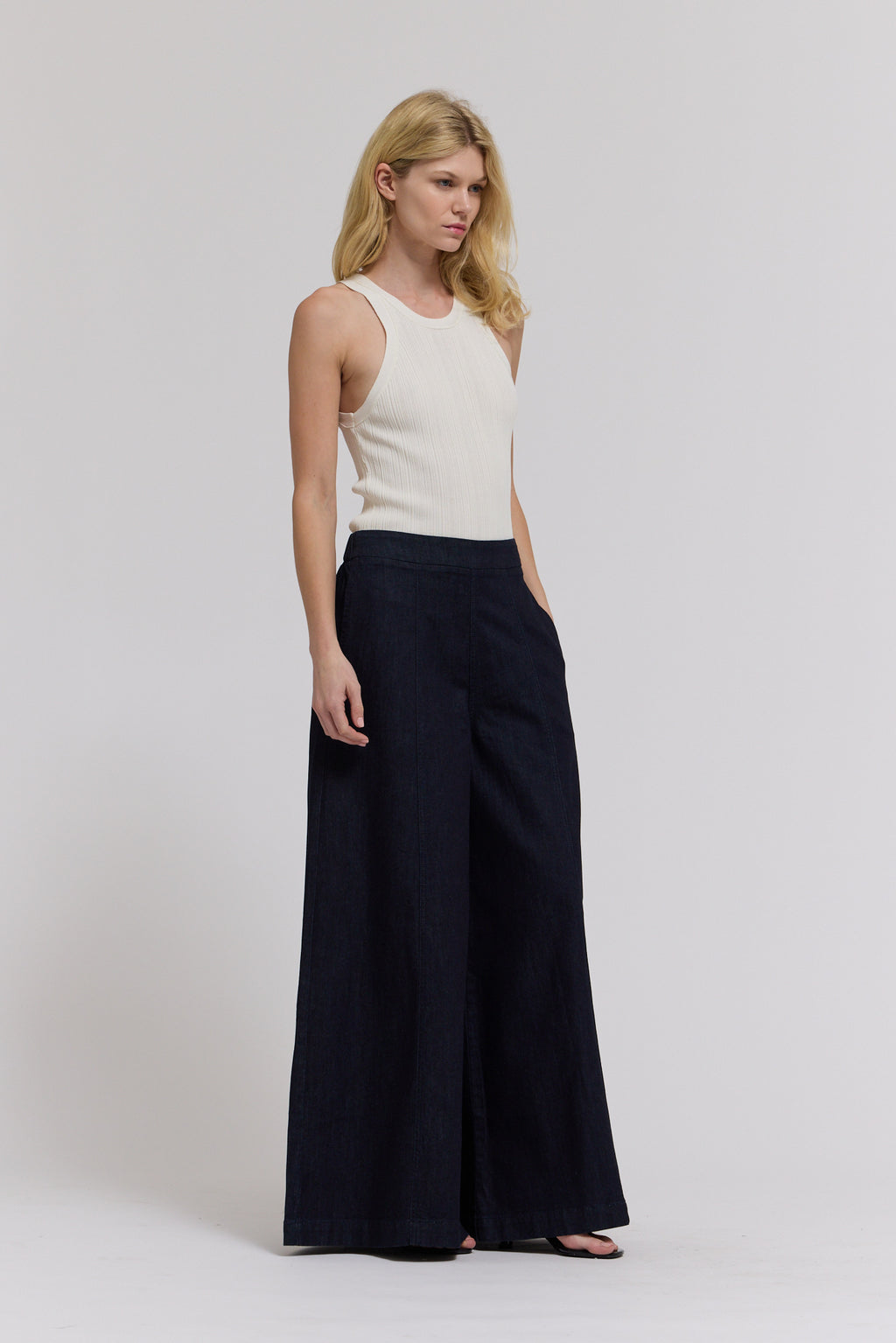 Denim Panel Maxi Pants