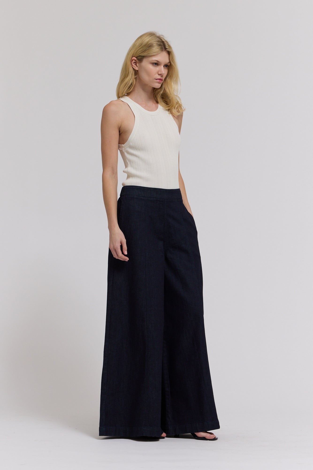 Denim Panel Maxi Pants