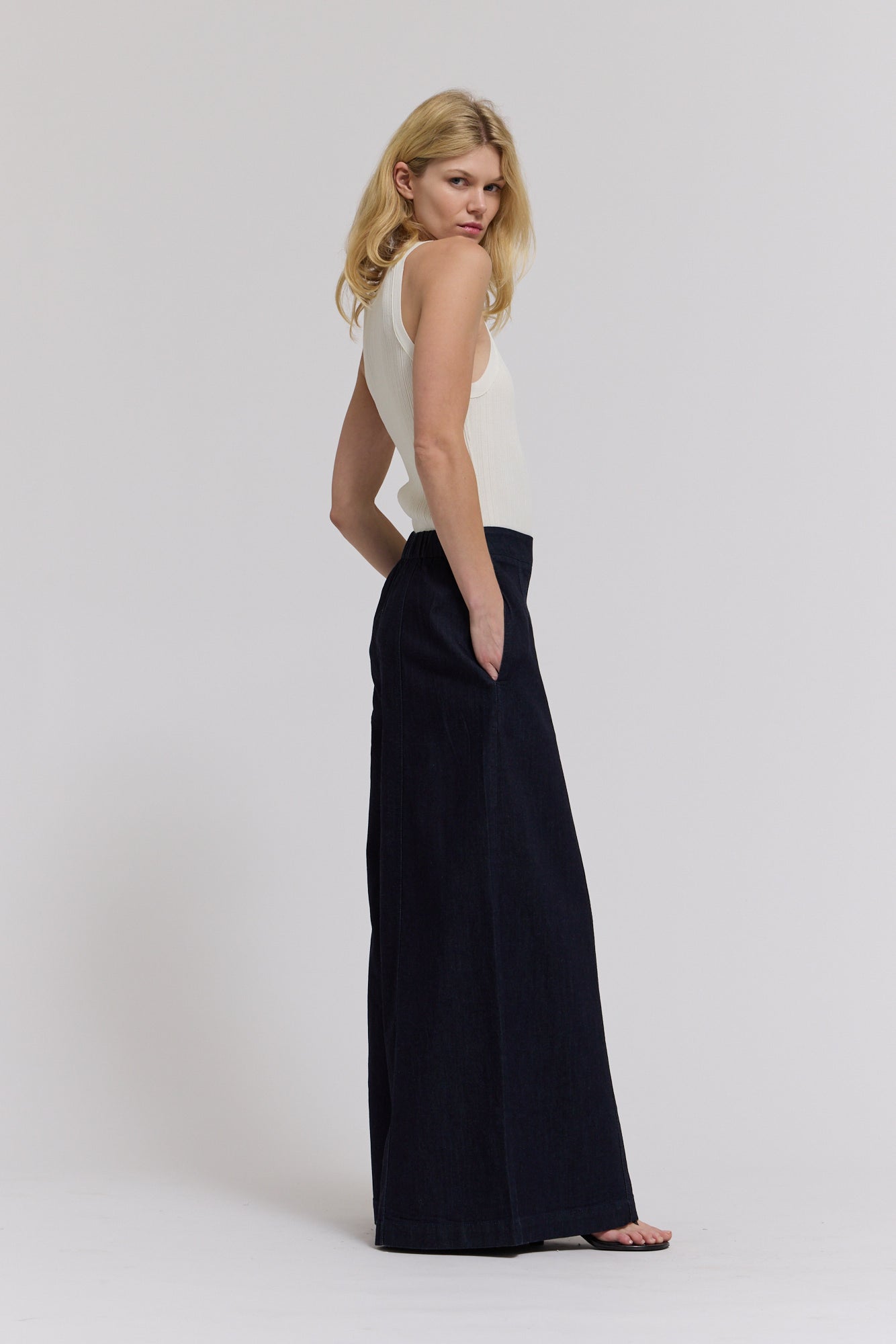 Denim Panel Maxi Pants