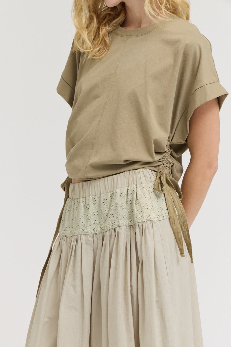 Pintuck Detailed Midi Skirt in Cloud