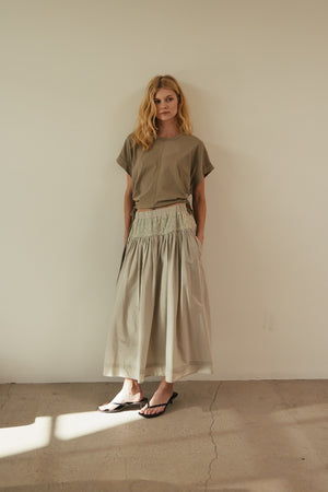 Pintuck Detailed Midi Skirt in Cloud